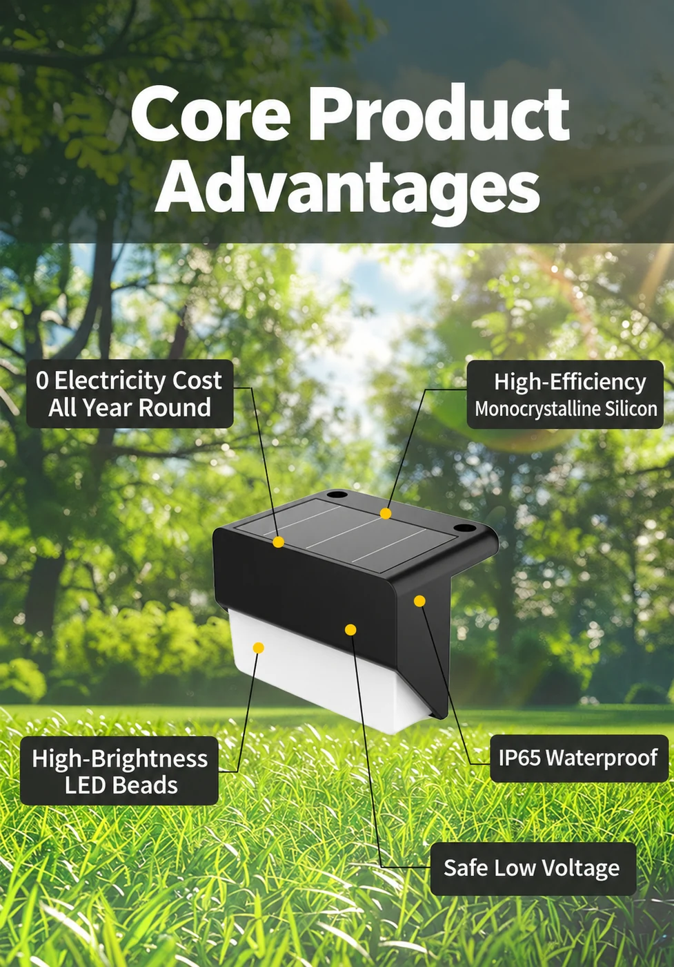Solar Motion Sensor Fence Light — application or detail image 2