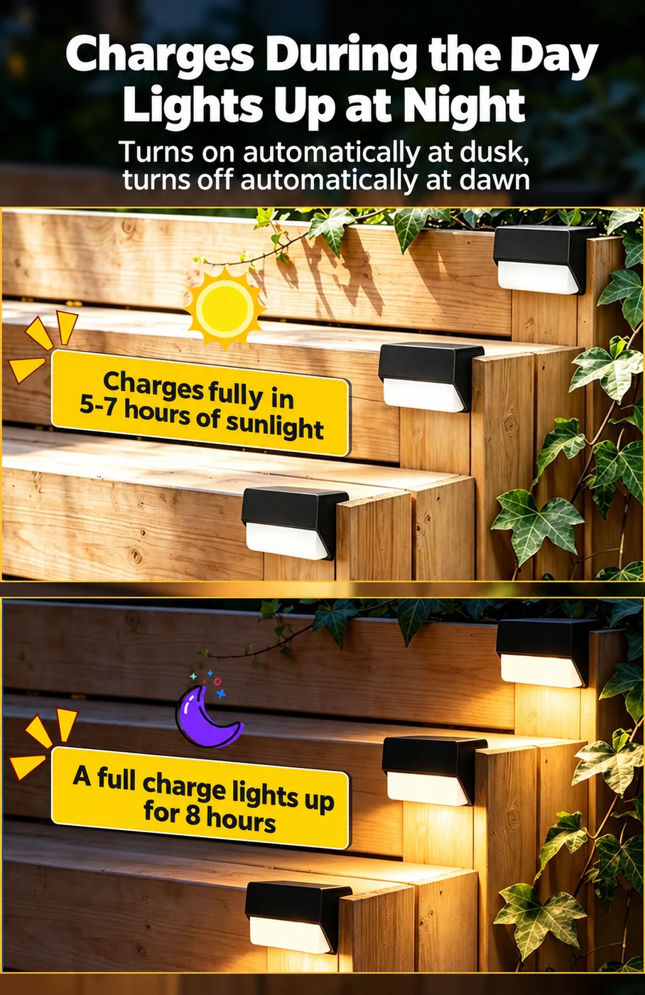 Solar Motion Sensor Fence Light — application or detail image 1
