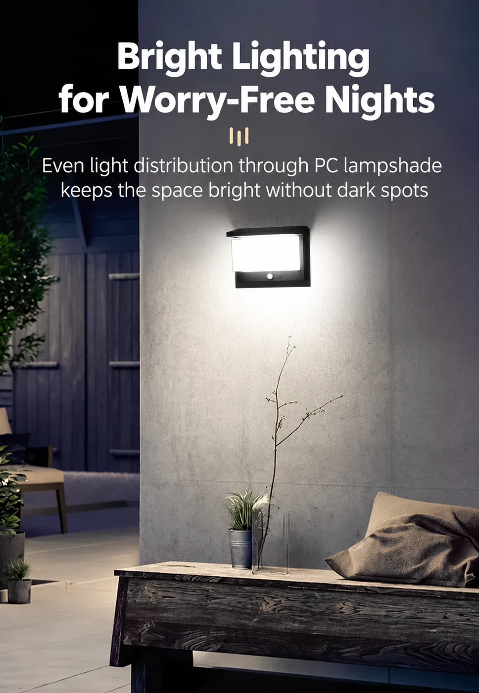 Solar Motion Sensor Wall Light (YH0632-PIR) — application or detail image 2