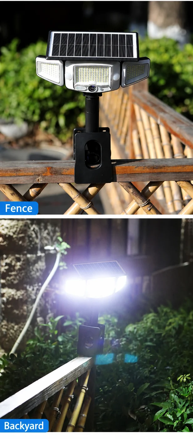Solar Triple-Head Magnetic Motion Sensor Remote Control Wall Light — application or detail image 5
