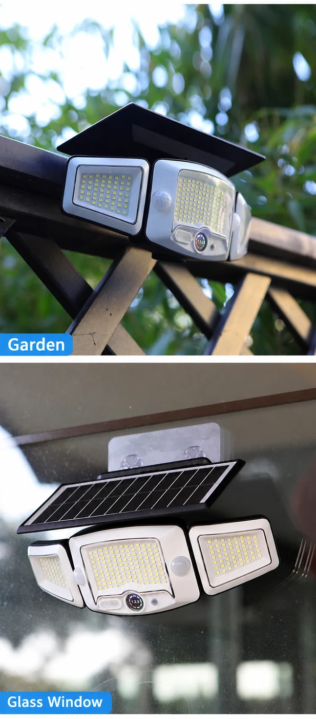 Solar Triple-Head Magnetic Motion Sensor Remote Control Wall Light — application or detail image 4