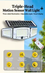 Solar Triple-Head Magnetic Motion Sensor Remote Control Wall Light thumbnail 7