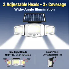 Solar Triple-Head Motion Sensor Wall Light thumbnail 2