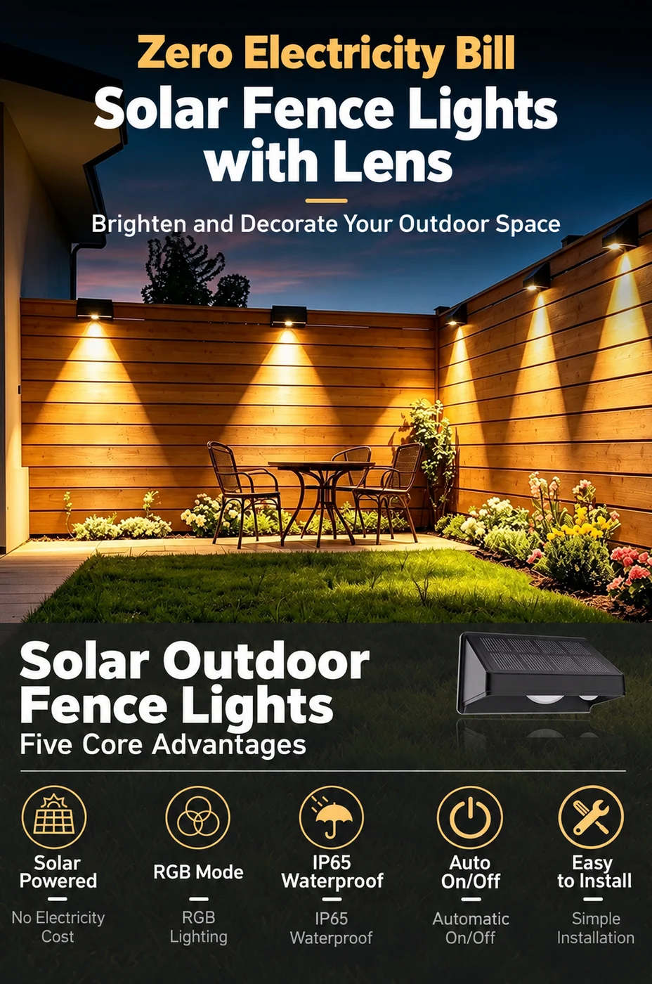 Solar Wall Washer Light for Balcony (HX-SL026Z) — application or detail image 5